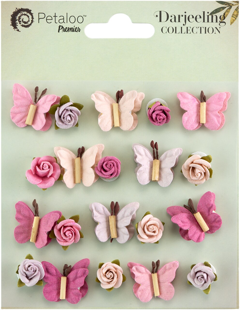 Little Birdie Handmade Roses & Butterflies Flowers 20/Pkg-Vintage Pink